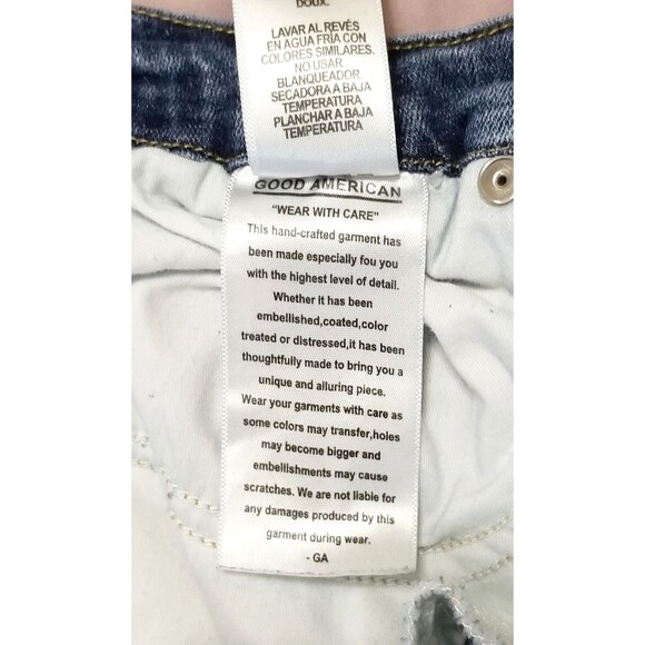 GOOD AMERICAN Good Legs Crop Jeans Sz 4 27 Medium Blue Wash Denim Distressed - Picture 9 of 10